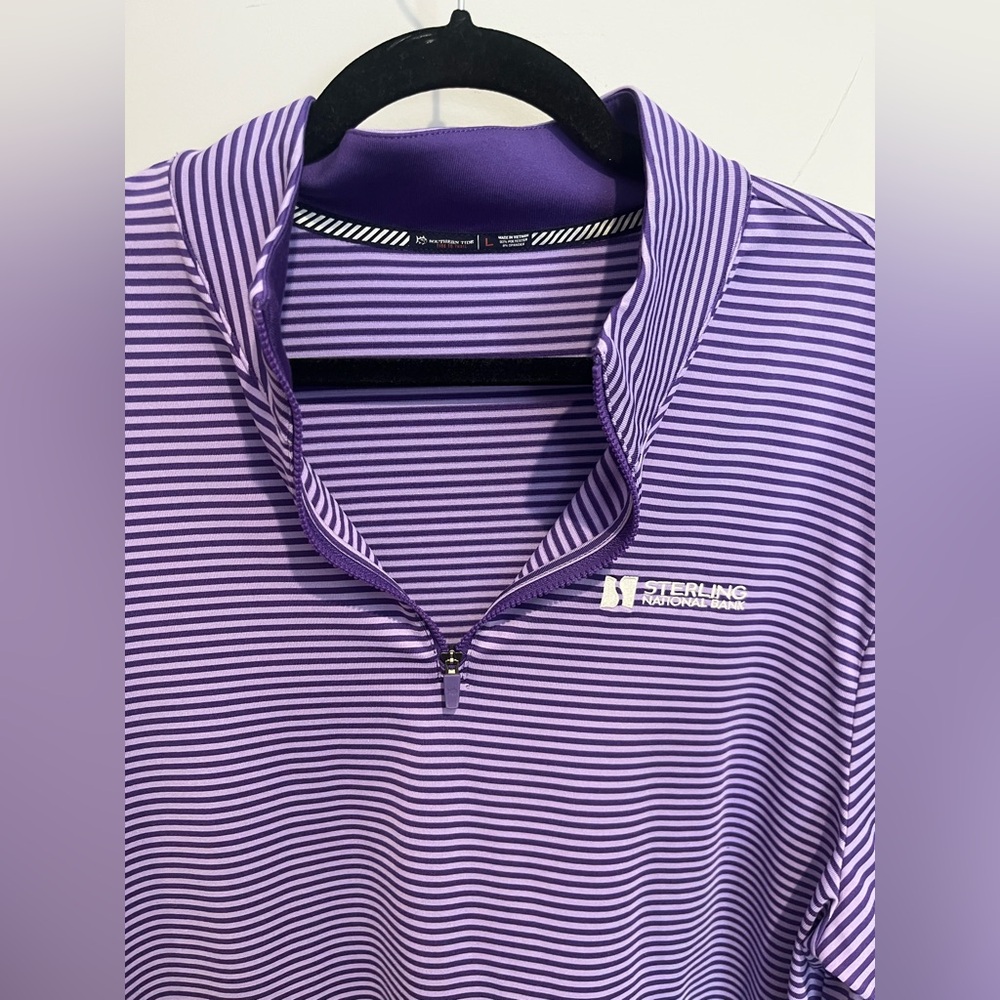 Southern Tide Men’s Tide To Train Micro Purple Stripe Heather 1/4 Zip L EUC